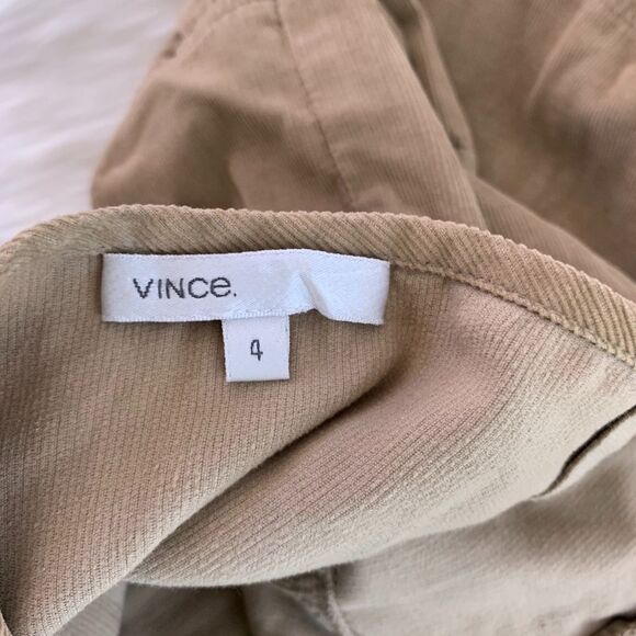Vince Tan Corduroy Tiered Skirt Side Button Sz 4 - Picture 4 of 6